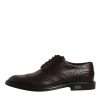 Brown Leather Derby Wingtip Lace Up Formal Dress Shoes - Image 6