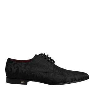 Black Jacquard Lace Up Derby Dress Shoes