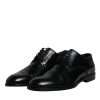 Black Calfskin Leather Derby Lace Up Formal Dress Shoes - Image 4