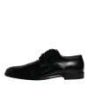 Black Calfskin Leather Derby Lace Up Formal Dress Shoes - Image 6