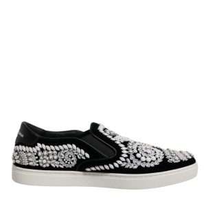 Black Embellished London Men Slip On Shoes