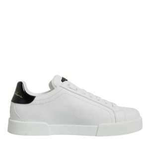 White Leather Low Top Lace Up Sneakers Shoes