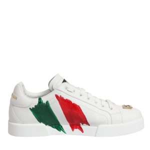 White Portofino Made In Italy Print Sneakers Shoes