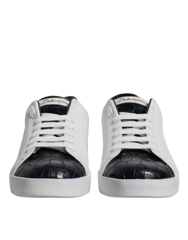 White Black Leather Portofino Sneakers Shoes - Image 2