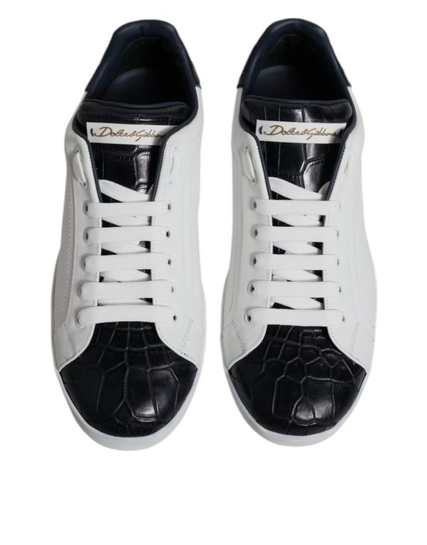 White Black Leather Portofino Sneakers Shoes - Image 3