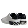 White Black Leather Portofino Sneakers Shoes - Image 5