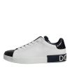 White Black Leather Portofino Sneakers Shoes - Image 6