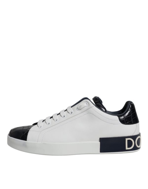 White Black Leather Portofino Sneakers Shoes - Image 6