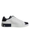 White Black Leather Portofino Sneakers Shoes - Image 7