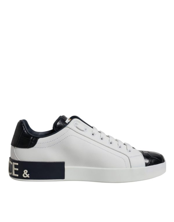 White Black Leather Portofino Sneakers Shoes - Image 7