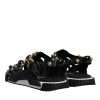 Black Leather Studded Slides Sandals Shoes - Image 5