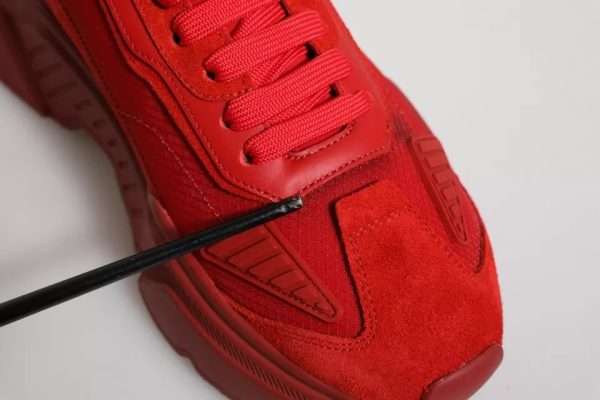 Red Leather Daymaster Low Top Sneakers Shoes - Image 8