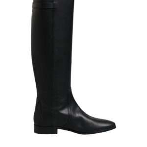 Black DG Logo Calf Leather High Boots Shoes