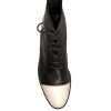 Black White Leather Lace Up Flats Ankle Boots Shoes - Image 7