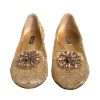Gold Crystal Loafer Lace Ballet Flats Shoes - Image 2