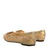 Gold Crystal Loafer Lace Ballet Flats Shoes - Image 4