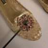 Gold Crystal Loafer Lace Ballet Flats Shoes - Image 8