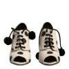 White Black Polka Dot Peep Toe Ankle Boots Shoes - Image 2