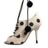 White Black Polka Dot Peep Toe Ankle Boots Shoes - Image 5