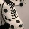 White Black Polka Dot Peep Toe Ankle Boots Shoes - Image 8