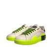 White Yellow Portofino Leather Sneakers Shoes - Image 3