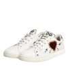 White Leather Heart Embellished Sneakers Shoes - Image 4