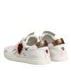 White Leather Heart Embellished Sneakers Shoes - Image 5