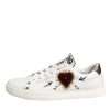 White Leather Heart Embellished Sneakers Shoes - Image 6