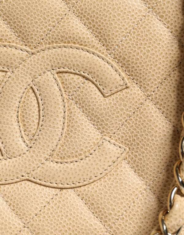 Beige Caviar De Coco Chain Leather Purse Bag - Image 7