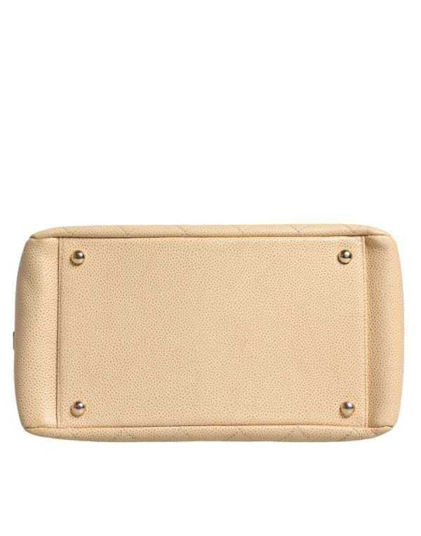 Beige Caviar De Coco Chain Leather Purse Bag - Image 4