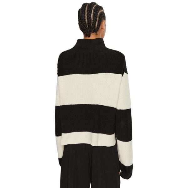 Black And White Cotton Sweater - Image 2