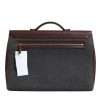Brown Gray Leather Cognac Wool Business Tote Bag - Image 3