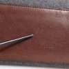 Brown Gray Leather Cognac Wool Business Tote Bag - Image 7