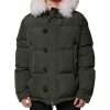 Green Hooded Long Sleeves Fur Shearling Jacket - Image 2