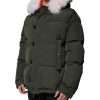 Green Hooded Long Sleeves Fur Shearling Jacket - Image 3