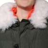 Green Hooded Long Sleeves Fur Shearling Jacket - Image 5