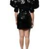 Black Patent Leather Puff Sleeves Mini Dress - Image 4