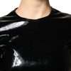 Black Patent Leather Puff Sleeves Mini Dress - Image 5
