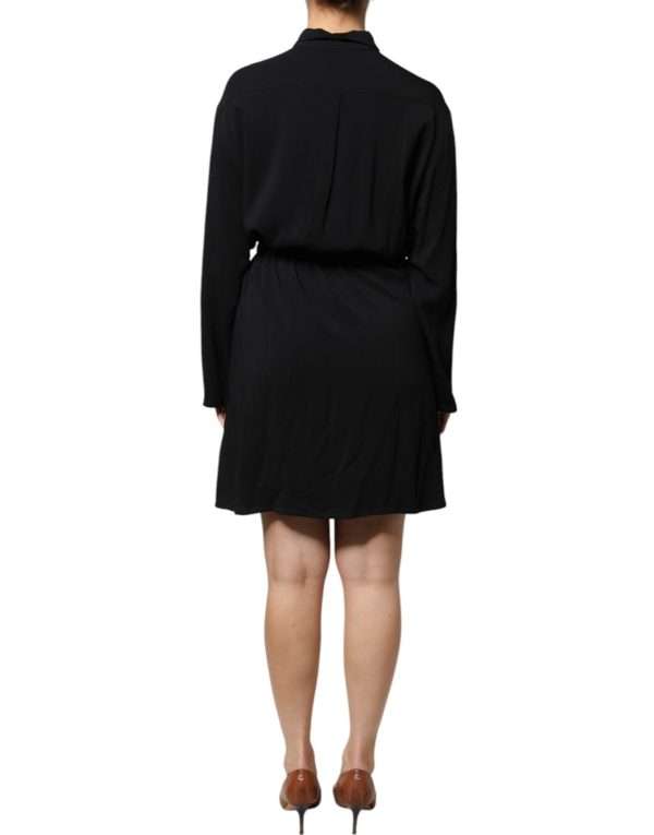 Black Viscose Long Sleeves A-line Mini Dress - Image 4