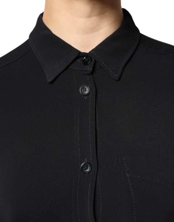 Black Viscose Long Sleeves A-line Mini Dress - Image 5