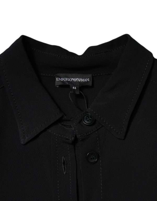 Black Viscose Long Sleeves A-line Mini Dress - Image 6