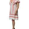 White Viscose Ruffle Sleeves A-line Pleated Mini Dress - Image 3