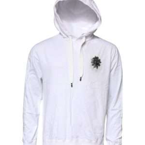 White Cotton Hooded Sweatshirt Sweater