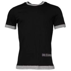 Black Logo Cotton Crew Neck Men Tee T-shirt