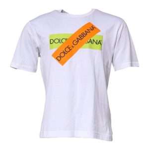 White Logo Tape Cotton Crew Neck T-shirt