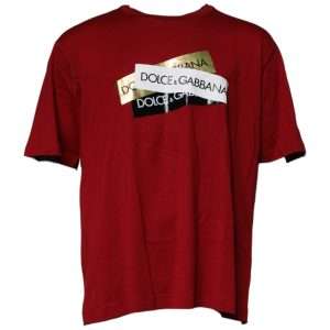 Red Logo Tape Cotton Crew Neck T-shirt