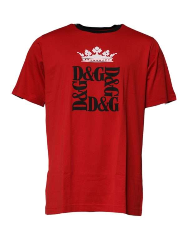 Red Logo Crown Cotton Crew Neck T-shirt - Image 2