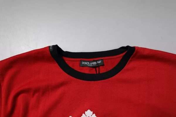 Red Logo Crown Cotton Crew Neck T-shirt - Image 5