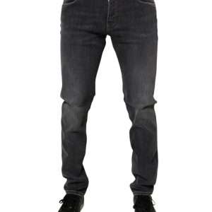 Dark Gray Washed Cotton Slim Fit Denim Jeans