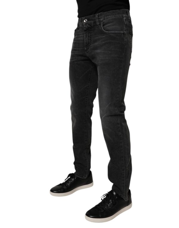Black Cotton Stretch Skinny Men Denim Jeans - Image 3